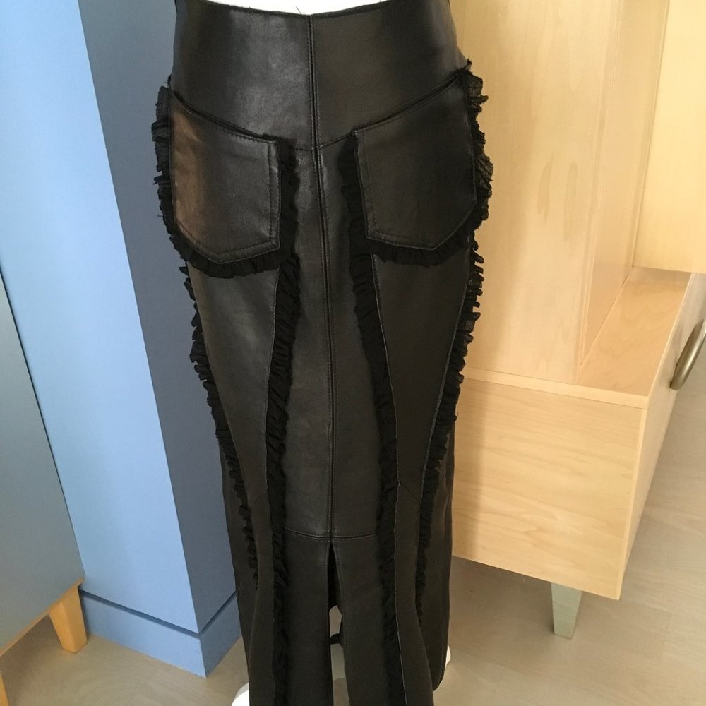 Long Black Leather Skirt by Eclectic Mood XS-S